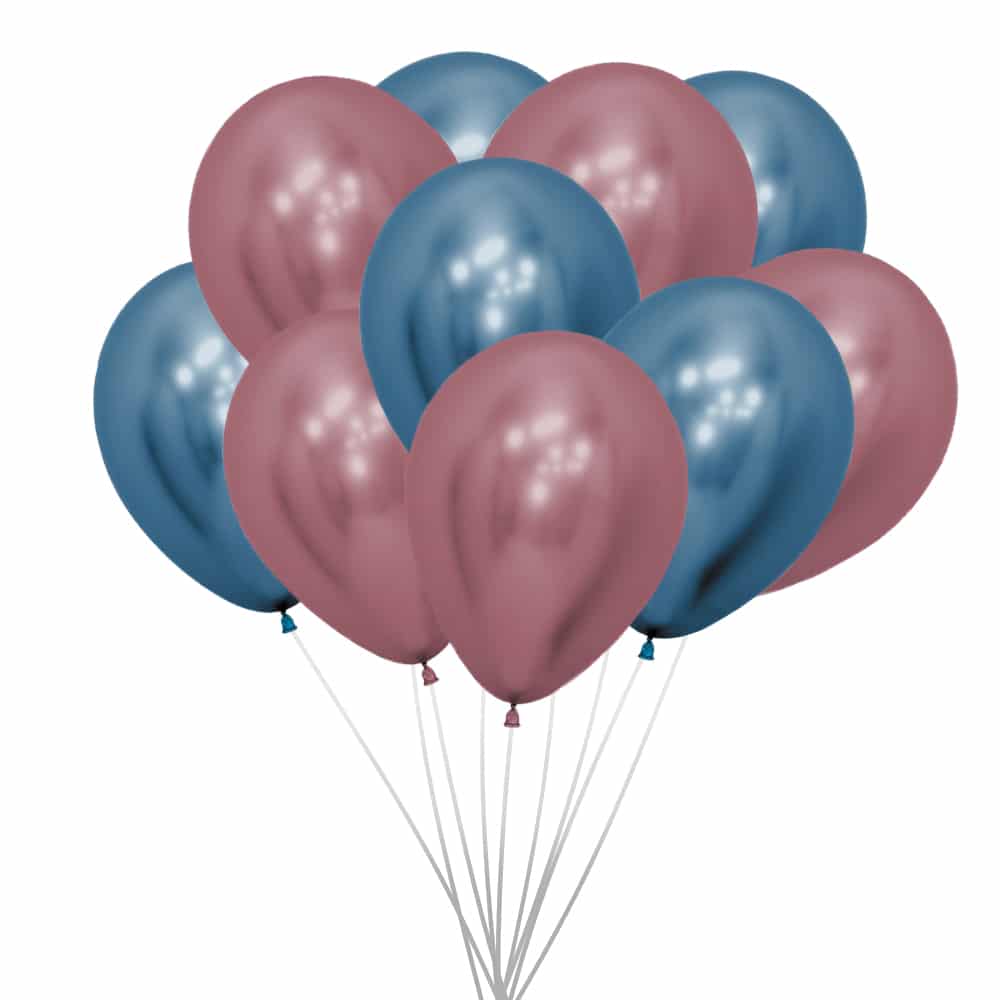 metallic roze en blauwe ballonnen